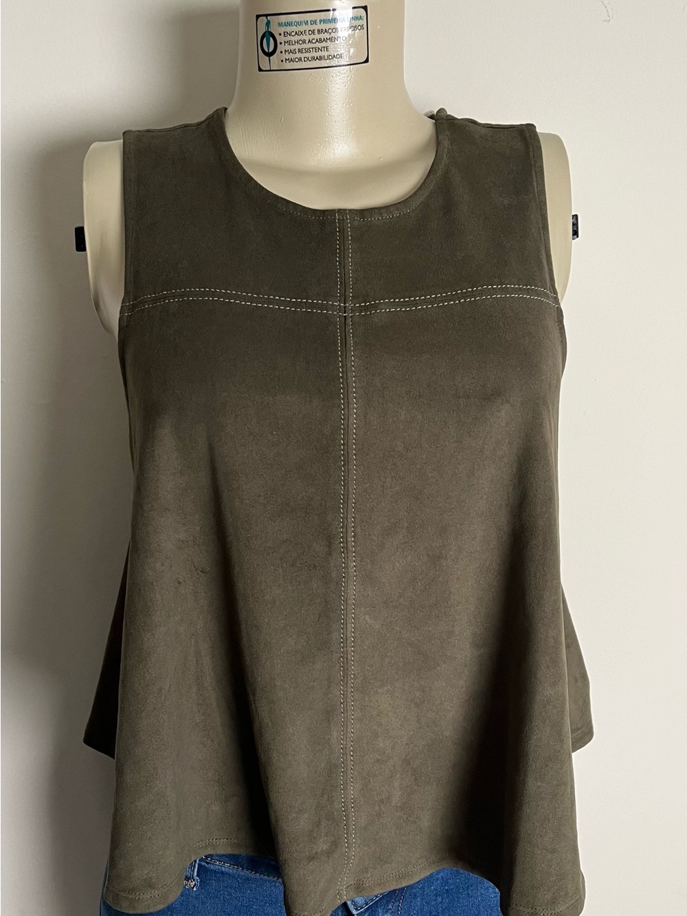Chloe & Katie Olive Green Suede Swing Tank Top